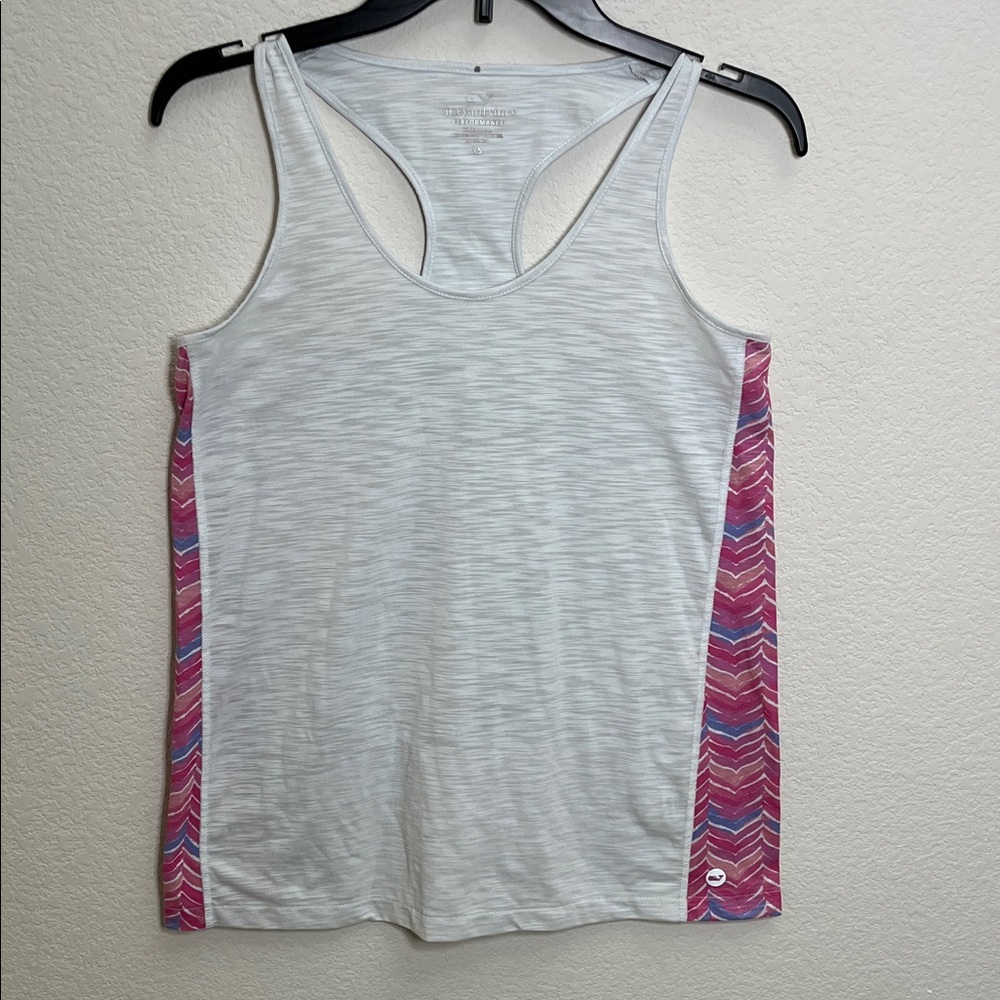 Vineyard Vines White and Pink Racerback Tank Top